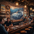 Porsche 911 Car Coastal Road Tapestry Sunset Print Wall Art