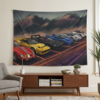 Ferrari Legends 250 GTO F40 F50 Enzo Illustrated Lineup Car Wall Art Tapestry