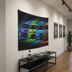 Ford Focus RS Generations Neon Car Wall Art Tapestry