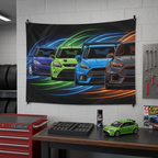 Ford Focus RS Generations Neon Car Wall Art Tapestry