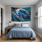 Ford Focus RS MK3 Nitrous Blue Five-Door Swirl Bold Graphic Car Wall Art Tapestry