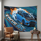 Ford Focus RS MK3 Nitrous Blue Five-Door Swirl Bold Graphic Car Wall Art Tapestry