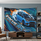 Ford Focus RS MK3 Nitrous Blue Five-Door Swirl Bold Graphic Car Wall Art Tapestry