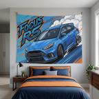 Ford Focus RS MK3 Nitrous Blue Sponsor Decals Front Bold Graphic Car Wall Art Tapestry