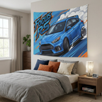 Ford Focus RS MK3 Nitrous Blue Sponsor Decals Front Bold Graphic Car Wall Art Tapestry