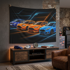 Ford Focus ST Generations Neon Car Wall Art Tapestry