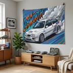 Ford Sierra RS Cosworth White RS Livery Touring Car Bold Graphic Car Wall Art Tapestry