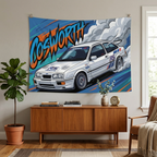 Ford Sierra RS Cosworth White RS Livery Touring Car Bold Graphic Car Wall Art Tapestry