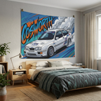 Ford Sierra RS Cosworth White RS Livery Touring Car Bold Graphic Car Wall Art Tapestry