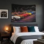 JDM Legends Mountain Lineup Car Wall Art Tapestry