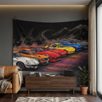 JDM Legends Mountain Lineup Car Wall Art Tapestry