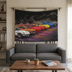 JDM Legends Mountain Lineup Car Wall Art Tapestry