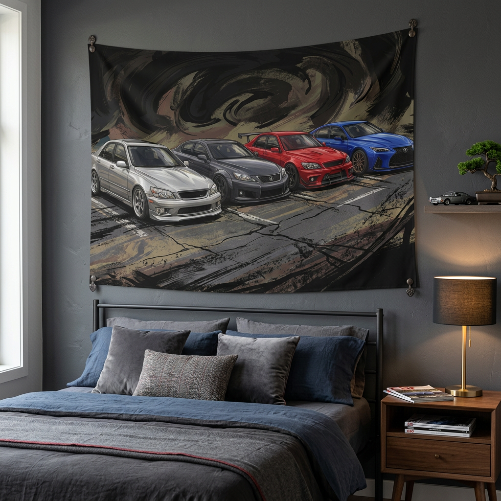 Lexus IS Generations IS300 IS F IS500 Evolution Car Wall Art Tapestry