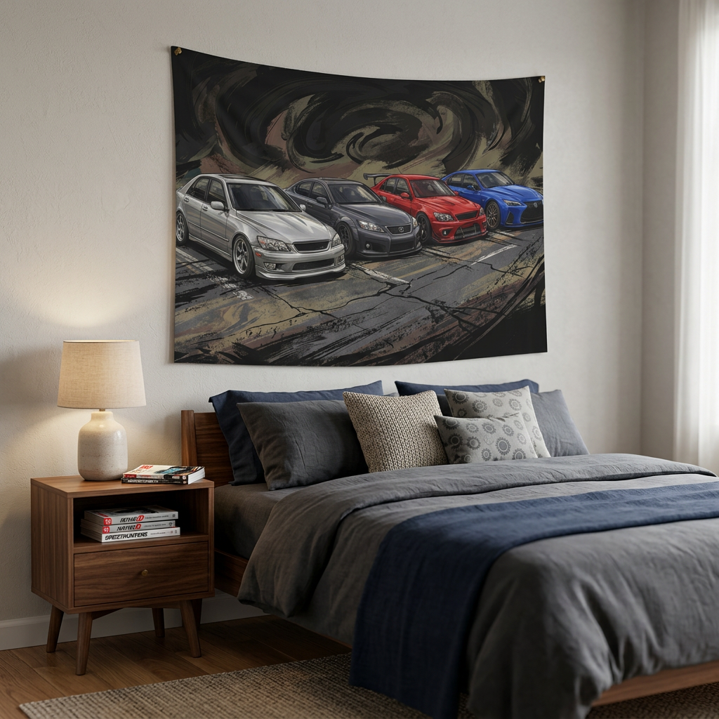 Lexus IS Generations IS300 IS F IS500 Evolution Car Wall Art Tapestry
