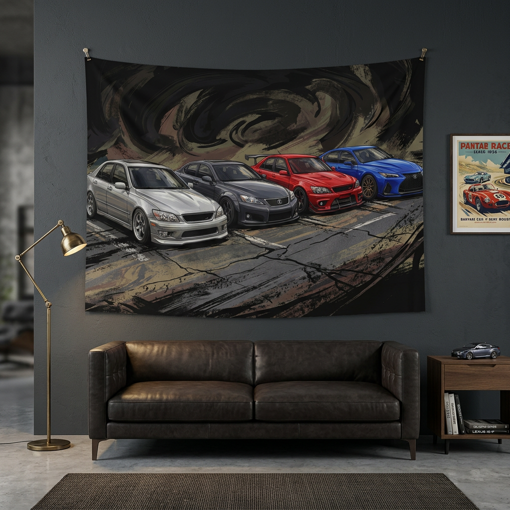 Lexus IS Generations IS300 IS F IS500 Evolution Car Wall Art Tapestry