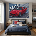 Mazda MX-5 RF ND Red Dark Wheels Low Front Street Bold Graphic Car Wall Art Tapestry