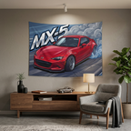 Mazda MX-5 RF ND Red Dark Wheels Low Front Street Bold Graphic Car Wall Art Tapestry