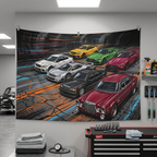 Mercedes-AMG Legends 300 SEL CLK GTR C63 GT R Heritage Car Wall Art Tapestry