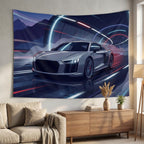 Audi R8 Car Wall Tapestry Neon Tunnel Wall Art