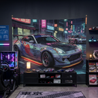 Nissan 350Z Race Livery Neon Tokyo Street JDM Drift Car Wall Art Tapestry