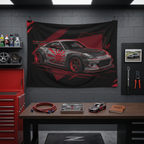 Nissan 350Z Rising Sun Widebody Black and Red Graphic Car Wall Art Tapestry