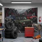 Nissan Patrol Y60 GQ Trio Off-Road Rugged Lineup Car Wall Art Tapestry