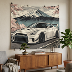 Nissan R35 GTR Car Wall Art Tapestry Mount Fuji