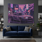 Nissan Skyline GT-R R32 JDM Neon Car Wall Art Tapestry