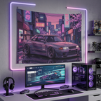 Nissan Skyline GT-R R32 JDM Neon Car Wall Art Tapestry