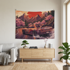 Nissan Skyline GT-R R32 JDM Sunset Mountain Car Wall Art Tapestry