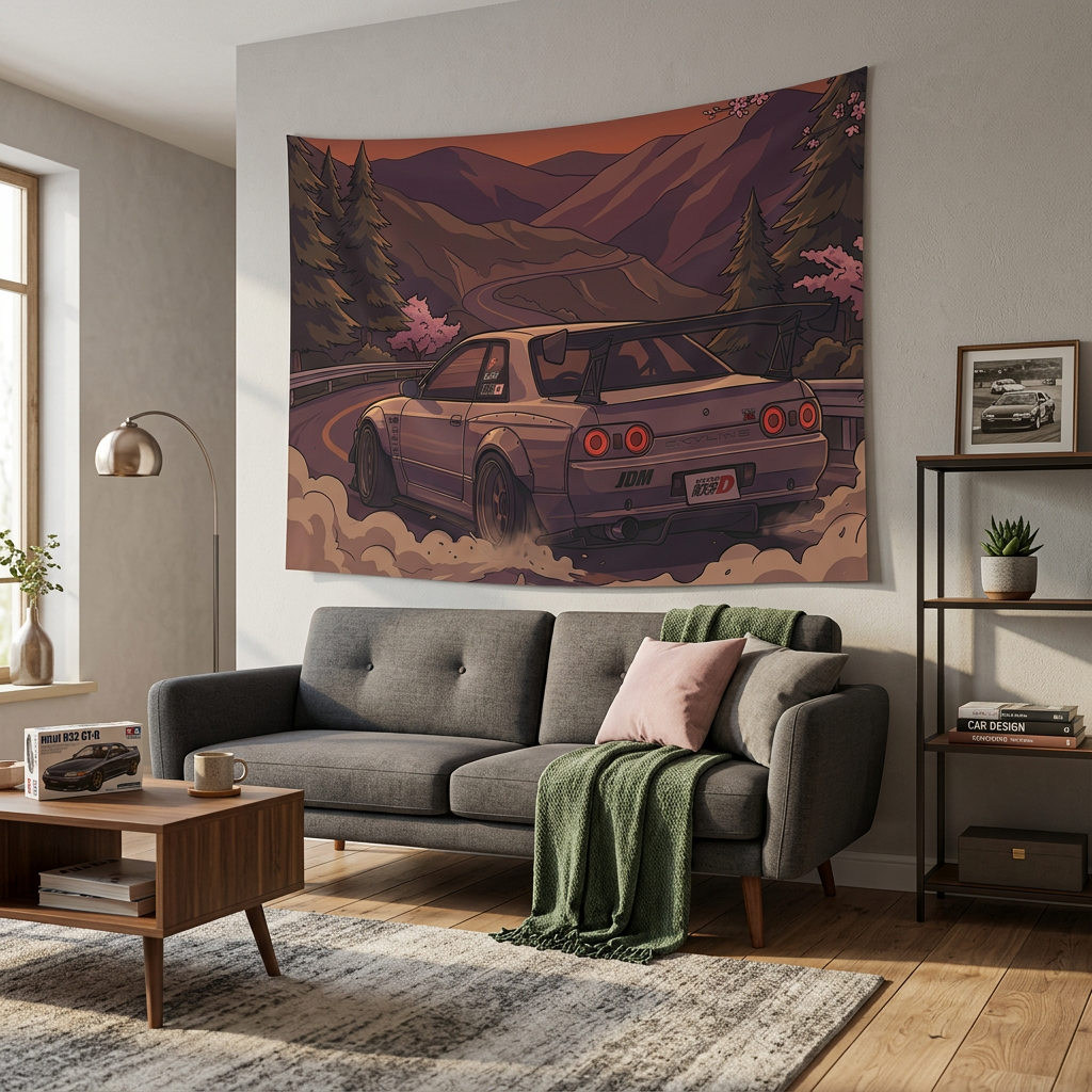 Nissan Skyline GT-R R32 JDM Touge Car Wall Art Tapestry