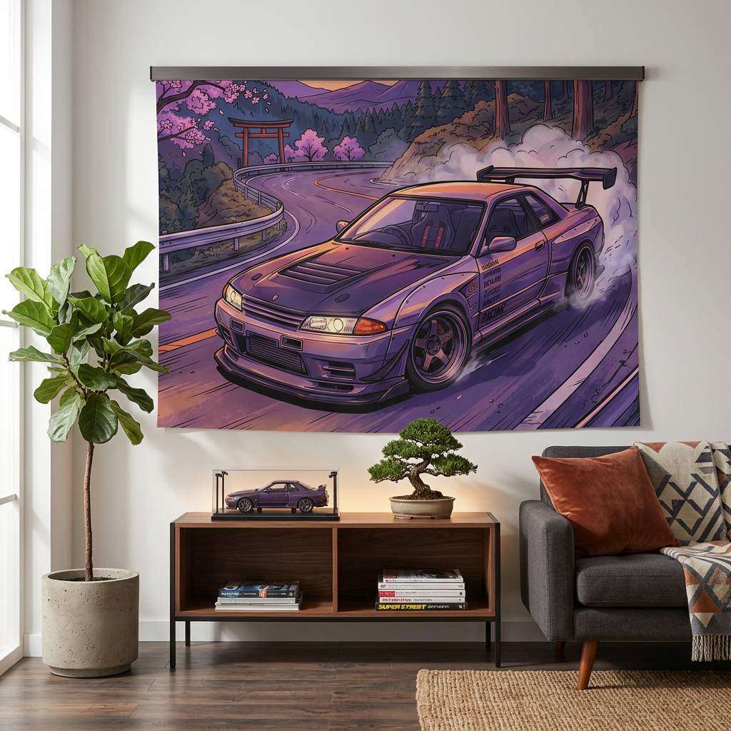 Nissan Skyline GT-R R32 JDM Touge Car Wall Art Tapestry