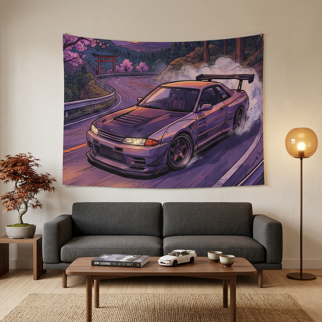 Nissan Skyline GT-R R32 JDM Touge Car Wall Art Tapestry