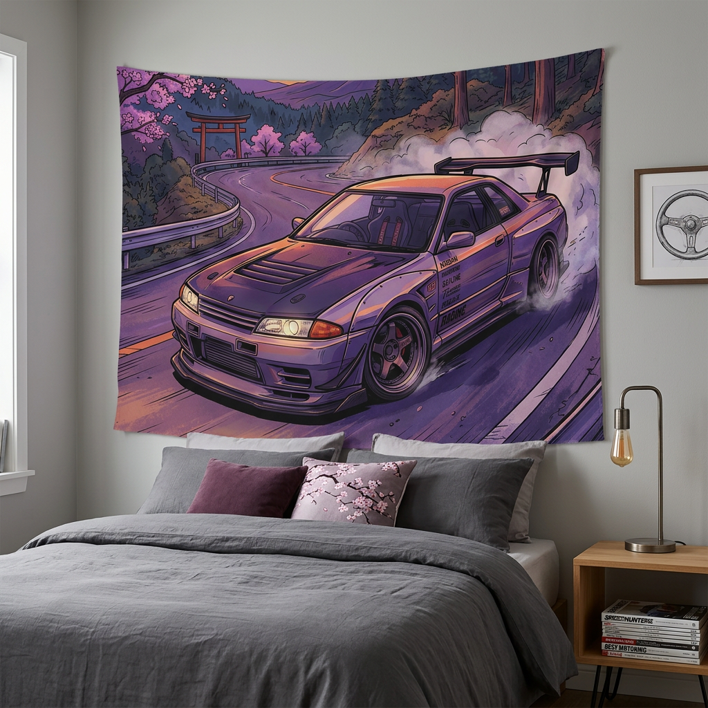 Nissan Skyline GT-R R32 JDM Touge Car Wall Art Tapestry
