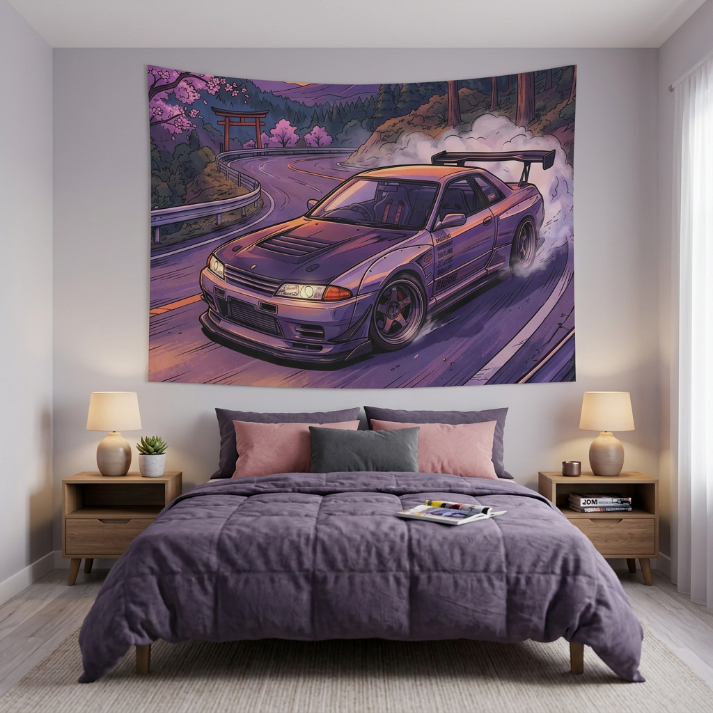 Nissan Skyline GT-R R32 JDM Touge Car Wall Art Tapestry