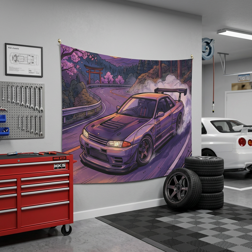 Nissan Skyline GT-R R32 JDM Touge Car Wall Art Tapestry