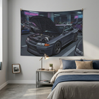 Nissan Skyline GT-R R32 RB26 Tokyo Underground JDM Culture Car Wall Art Tapestry
