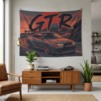 Nissan Skyline GT-R R32 Retro Sunset Car Wall Art Tapestry