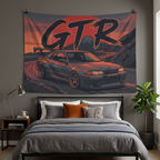 Nissan Skyline GT-R R32 Retro Sunset Car Wall Art Tapestry