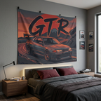 Nissan Skyline GT-R R32 Retro Sunset Car Wall Art Tapestry