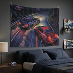 Nissan Skyline GT-R R34 & Toyota Supra MK4 JDM Touge Car Wall Art Tapestry