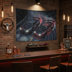 Nissan Skyline GT-R R34 & Toyota Supra MK4 JDM Touge Car Wall Art Tapestry