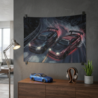 Nissan Skyline GT-R R34 & Toyota Supra MK4 JDM Touge Car Wall Art Tapestry