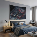 Nissan Skyline GT-R R34 & Toyota Supra MK4 JDM Touge Car Wall Art Tapestry