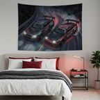 Nissan Skyline GT-R R34 & Toyota Supra MK4 JDM Touge Car Wall Art Tapestry
