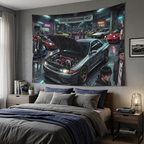 Nissan Skyline R32 GT-R Tokyo Underground Meet JDM Scene Car Wall Art Tapestry