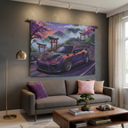 Porsche 911 GT2 RS JDM Mountain Car Wall Art Tapestry