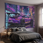 Porsche 911 GT3 RS JDM Car Wall Art Neon Tapestry