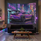 Porsche 911 GT3 RS JDM Car Wall Art Neon Tapestry