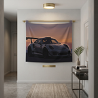 Porsche 911 GT3 RS Minimalist Sunset Car Wall Art Tapestry